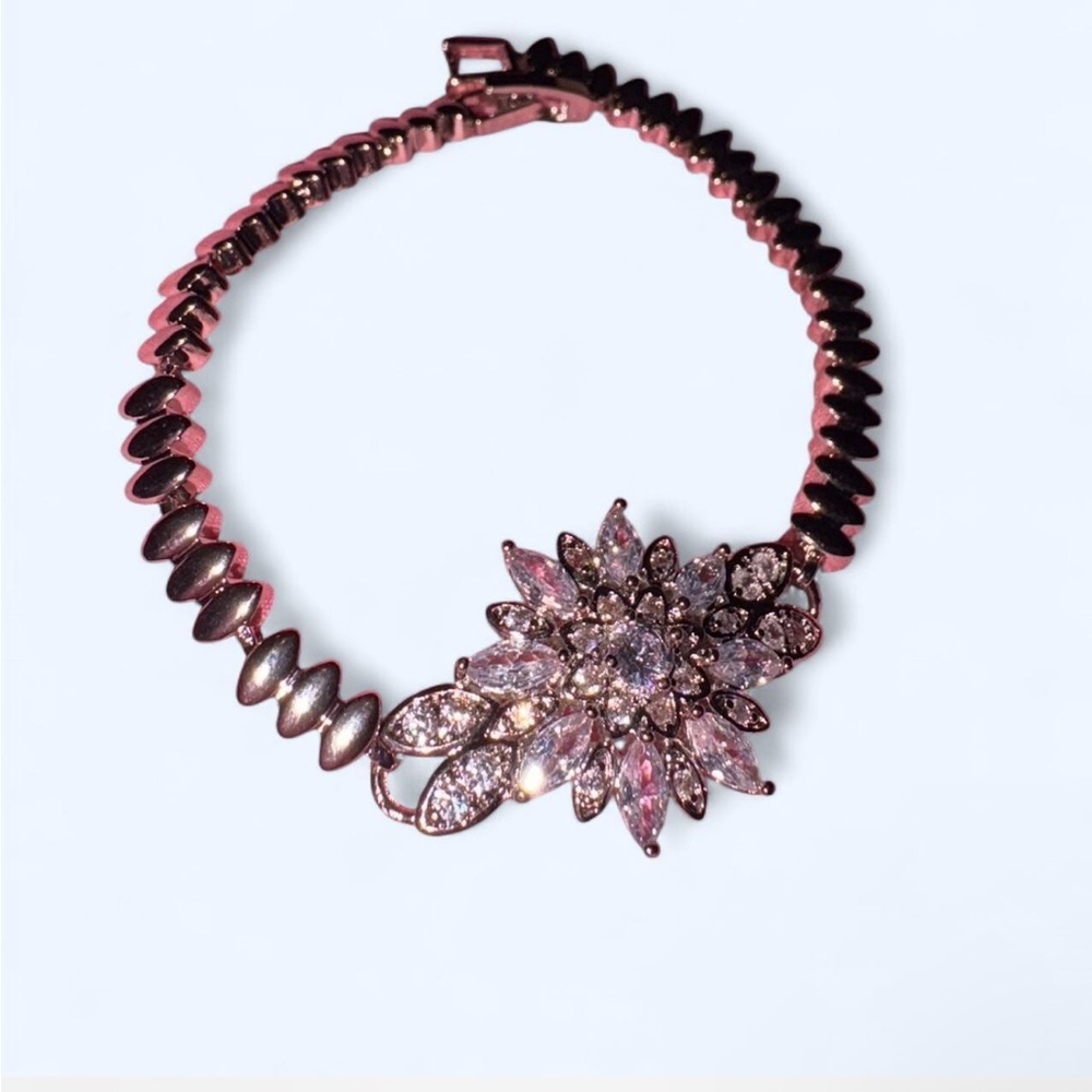 Sterling Silver cubic zirconia Floral Bracelet